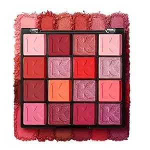 K'Apeine Red Eyeshadow Palette, Matte Glitter Metallic Eye Shadow Palette 16 Colors Pigmented Pink Eye Makeup Red Goth Eyeshade Kit For Halloween Parties, Joker Vampire Clown Makeup