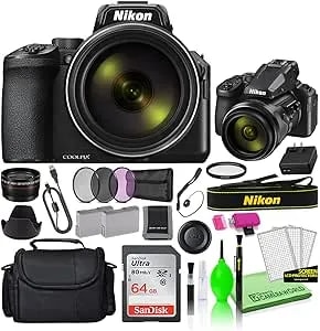 Nikon Coolpix P950 16MP 83x Optical Zoom Digital Camera (26532) Deluxe Bundle Kit -Includes- Sandisk 64GB SD Card + Large Camera Bag + Filter Kit + Spare Battery + Telephoto Lens + More