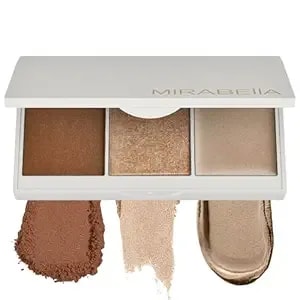 Mirabella - Megastar Pro Face Trio Powder Contour Palette With Bronzer, Cream Highlighter & Contour Powder, Lightweight Buildable 3-In-1 Highlighters Makeup For A Sculpted Look, All Skin Types