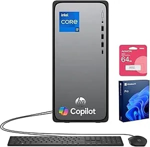 Hp 2026 Omnidesk (Envy Next Brand) m02 Ai Copilot Business Tower Desktop, Core i7-14700, 16gb ddr5, 1tb Ssd, Wired Kb & Mouse, Wi-Fi 6, Bluetooth, w11p, Bundle With Adata 64gb Usb Flash Drive
