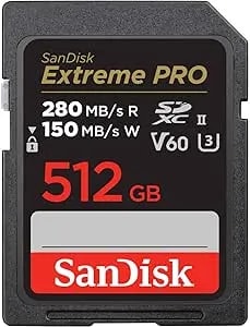 Sandisk 512gb Extreme Pro Uhs-Ii v60 Sdxc Memory Card