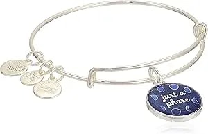 Alex And Ani Replenishment 19 Women'S Art Infusion, Just A Phase Charm Bangle, Shiny Silver, Expandable