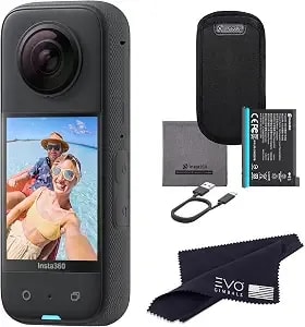 insta360 x3 360 Degree Waterproof Action Camera, 5.7k 360, Stabilization, Touch Screen, Ai Editing, Live Streaming, Webcam, Voice Control, Black
