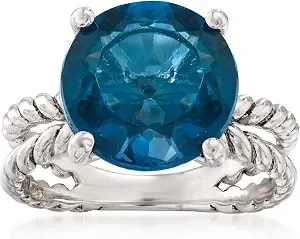 Ross-Simons 6.75 Carat London Blue Topaz Open-Space Roped Ring In Sterling Silver