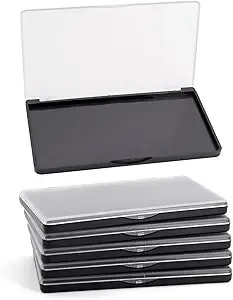 Magnetic Makeup Palette With Frosted Clear Top, 5 Pack Empty Eyeshadow Palettes Depots Travel Storage Box For Diy Cosmetics Bronzer Highlights Powder (Small Palette - 5.5" X 3.1")