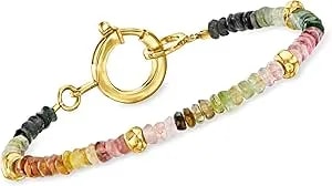 Ross-Simons 17.00 Ct. T.W. Multicolored Tourmaline Bead Bracelet With 18kt Gold Over Sterling