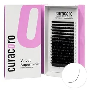 Curacoro Super Mink Eyelashes Extensions, 0.15 C Curl 7mm-15mm Length Silk Eyelashes, Individual Eyelash Extensions