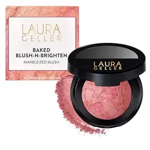 Laura Geller New York Baked Blush-N-Brighten Marbleized Blush For Cheeks - Pink Buttercream - Natural Finish - Buildable Color