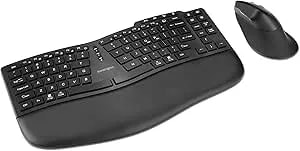 Kensington Pro Fit Ergo km675 Eq Wireless Desktop Set – Ergonomic Curved Keyboard & Vertical Mouse, Multi‑Device Bluetooth/2.4ghz, Rechargeable, 43% Pcr, Windows/Mac Compatible (k75492us)