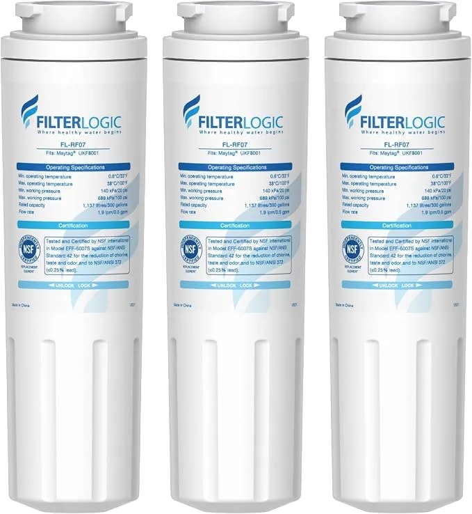 Filterlogic ukf8001 Replacement For Everydrop Filter 4 Water Filter, 3 Pack - Replacement For Whirlpool® edr4rxd1, Maytag® 4396395, ukf8001axx-200, ukf8001axx-750, 46-9006, Puriclean Ii, Refrigerator