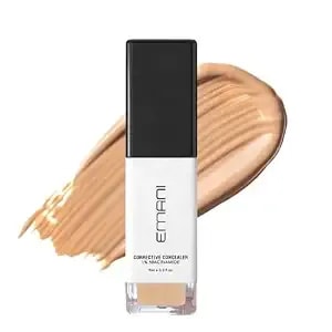 Emani Hd Corrective Liquid Mineral Concealer For Women - Full Coverage, Vitamin C & Hyaluronic Acid, Vegan & Cruelty-Free - 0.3 Fl Oz, Medium