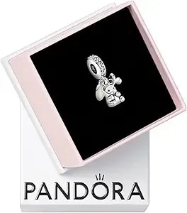 Pandora Baby Teddy Bear Dangle Charm - Gift For Her - Compatible With Pandora Moments - Sterling Silver With Cubic Zirconia & Enamel - With Gift Box