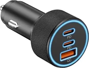 Car Charger Usb C, 3 Port 67w Dual Usb-C & Usb-A Car Phone Charger Adapter - Fast Charging Cigarette Lighter Accessories, For Iphone 17/16/15/14/13/12/11 Pro Max,Ipad, Galaxy s26/s25/s24,Pixel, Android
