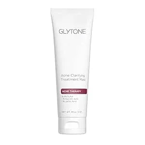 Glytone Acne Clarifying Mask - Sulfur Acne Face Mask Purify Pores And Clearer Complexion - Exfoliating & Soothing Therapy With 6.4% Sulfur, 1% Glycolic & Lactic Acid - Calming Facial Clay - 3 Oz