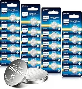 Philips cr2016 Battery 20 Pack, cr2016 3v Lithium Coin Battery 3v Lithium Coin Cell Battery Long-Lasting Cr 2016 Batteriesfor Pet Collars, Watch,10-Year Shelf Life Durable Leak-Proof Design
