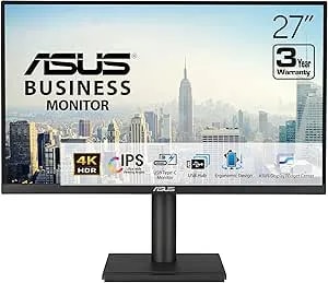 Asus 27” 4k Business Monitor (va27ucps) - Uhd (3840 X 2160), Ips, 99% Srgb, Hdr-10, Usb-C pd65w, Usb Hub, Speakers, Eye Care, Ergonomic, Vesa Wall Mountable, Green Sustainability, 3 Yr Warranty