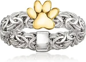 Ross-Simons Sterling Silver And 18kt Gold Over Sterling Byzantine Paw Print Ring