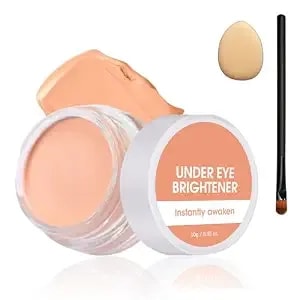 Under Eye Brightener Concealer, Long-Lasting Hydrating And Waterproof Color Corrector For Dark Circles, Full Coverage Lightweight Undereye Brightening Cream With Puff & Concealer Pen, #02 Warm Nude