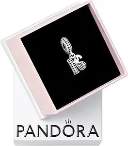 Pandora 16th Celebration Dangle Charm - Bracelet Charm For Pandora Moments Bracelets - Sterling Silver With Clear Cubic Zirconia - Gift For Her - Jewelry For Women With Gift Box