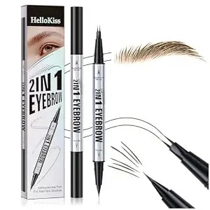 2 Prong Tip Microblading Eyebrow Pen - 2-In-1 Waterproof Eyebrow Pencil, Long-Lasting Natural Hair-Like Brows, Smudge-Proof & Easy To Use (02# Brown)