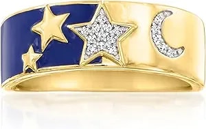 Ross-Simons Diamond Celestial Ring With Blue Enamel In 18kt Gold Over Sterling