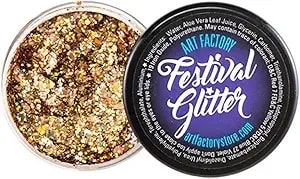 Art Factory Champagne Chunky Body Glitter Gel – Holographic Gold & Silver Cosmetic Glitter For Face, Hair & Body – Festival Rave Makeup, Long Wear Hair Glitter Paint, Glam Party Accessories For Women