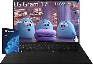 Lg Gram 17 Laptop Lightweight Business, Windows 11 Pro, 32gb Ram, 1tb Ssd, Wqxga 2560 X 1600 Touchscreen, Ai Copilot, Intel Ultra 7 258v (Series 2 Up To 4.8ghz), Intel Arc, Backlit, With 5in1 Kit