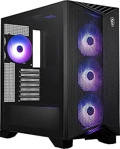 MSI MPG Gungnir 211R Airflow PZ - Premium Mid-Tower Gaming PC Case - Tempered Glass Side Panel - ARGB 120mm Fans - Liquid Cooling Support Up To 360mm Radiator