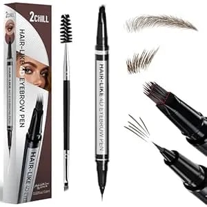 2-Pack Microblading Eyebrow Pen, Eyebrow Pencils Magical 2-In-1 Dual-Ended Eye Brow Pencils For Women With 4d Square Brush-Tip & Precise Brush-Tip Create Natural Hair-Like Brows, Last All-Day