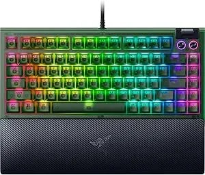 Razer Blackwidow v4 75% Mechanical Gaming Keyboard: Hot-Swappable Design - Compact & Durable - Orange Tactile Switches - Chroma Rgb - Mf Roller & Media Keys - Comfortable Wrist Rest - Phantom Green