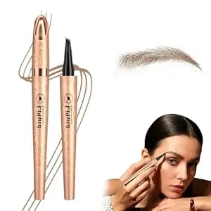 Microblading Eyebrow Pencil,2026 Upgrade 4-Prong Micro-Fork Tip Precise Eyebrow Pen,3d Waterproof Long Lasting & Natural Hair-Like Stroke Contouring Pen,Eyebrow Pencils For Women (Light Brown)