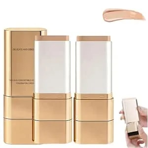 2pcs Dual-Ended Concealer Foundation Stick, Korean 3-In-1 Foundation Stick, Multi-Functional Double Head Foundations Make Up Sticks, Sweat-Proof For Flawless Finish All Skin Types (#03 Pinkish Beige)