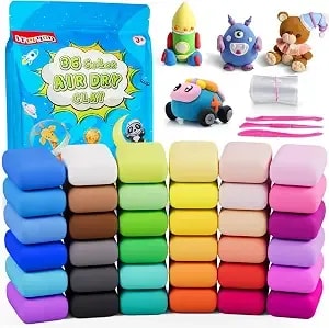 Ifergoo Air Dry Clay, 36 Colors Magic Foam Diy Molding Clay For Slime - Slime Add Ins & Supplies, Soft & Non-Sticky, Easy To Use, School Projects, Great Toys Gift For Ages 3-12 Boys & Girls Kids