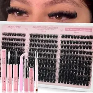 Fluffy Lash Clusters Kit 80d 100d 120d Cluster Eyelash Extensions, 300pcs 10-18mm D Curl Wispy Volume Lashes Clusters Individual, Diy Thick Lash With Bond Seal Remover Tweezers Brush
