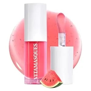 Vitamasques Korean Lip Oil Stain - Watermelon, Plump & Hydrate, Korean Lip Gloss, Lip Gloss Plumper, Lip Oil For Women, Non-Sticky Lip Glow Oil Moisturizing - 0.17 Fl Oz