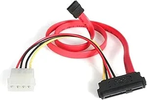 Startech.Com 18in SAS 29 Pin To SATA Cable With LP4 Power - 18in SAS 29 Pin To SATA Cable - 18in SFF 8482 To SATA (SAS729PW18), Red