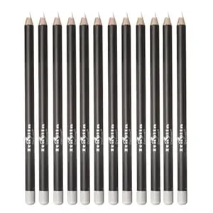 12 Pcs Italia Deluxe Ultra Fine White Eyeliner, Creamy, Long Lasting, High Pigmented Pencil (1004 White)