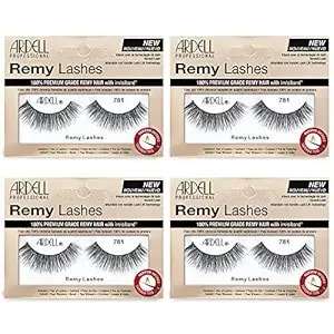 Ardell Remy Lash 781, Premium Grade Remy Hair False Lashes With Invisiband, 4 Pairs