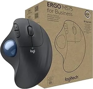Logitech Ergo M575 Wireless Trackball For Business - Easy Thumb Control, Ergonomic Design, Secured Logi Bolt, Bluetooth, Globally Certified, Windows/Mac/Chrome/Linux - Graphite