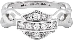 Harley-Davidson Women'S Ring, Inferior Flames Embellished B&S, Silver hdr0358