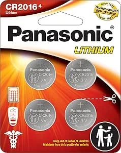Panasonic CR2016 3.0 Volt Long Lasting Lithium Coin Cell Batteries In Child Resistant, Standards Based Packaging, 4-Battery Pack