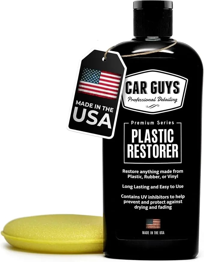 Carguys Plastic Restorer - Bring Plastic, Rubber, And Vinyl Back To Life! - User-Friendly Trim Restorer - Safe Auto Detailing Supplies - 8 Oz Kit With Foam Applicator