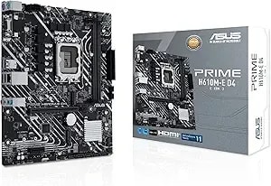 Asus Prime h610m-E d4-Csm Desktop Motherboard - Intel h610 Chipset - Socket Lga-1700 - Pentium Gold, Celeron, Core i5, Core i9, Core i3, Core i7 Processor Supported - 64 Gb ddr4 Sdram Maximum Ram - Di
