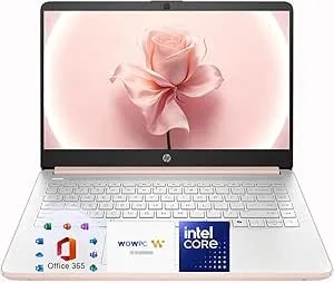 Hp 14" Laptop, Intel Dual-Core Cpu, 4gb Ram, 1.1tb Storage (64gb Ssd + 1tb Onedrive), Rose Gold Finish, Hd Display, Windows 11, Microsoft 365 Web Apps With 1tb Onedrive
