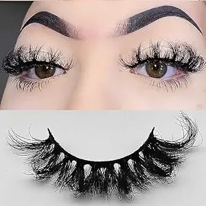 Fluffy Mink Lashes Strip With Russsian Volume, D Curl False Eyelashes Natural Look Effect, Cruelty-Free 18 Mm For Women Makeup 1 Pair