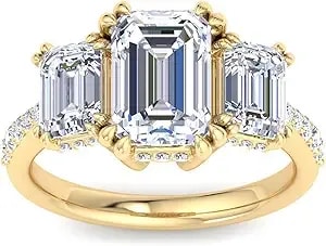 Martha Stewart 5 1/2 Carat Lab Grown Diamond Ring, Three Stone Plus Diamond Engagement Ring In 14 Karat Gold