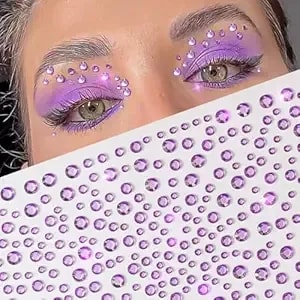 Purple Crystal Face Gems Rhinestone Stickers - 700pcs Shiny Self Adhesive Body Jewels For Festival Rave, Cosplay, Halloween & Bridal Makeup - Waterproof Face Stickers Glitter Tattoo Accessories