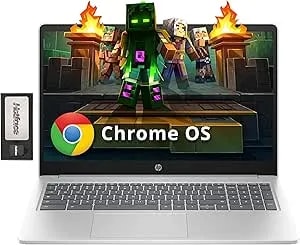 Hp 15.6" Hd Anti-Glare Chromebook Laptop, Intel Pentium n200, 8gb lpddr5, 224gb Storage (64gb Emmc+160gb Docking Station Set), Intel Uhd Graphics, Num Pad, 720p Camera, Wi-Fi 6, Chrome Os, Silver