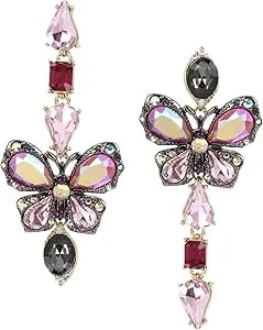 Betsey Johnson Butterfly Mismatch Linear Earrings