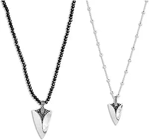 Harley-Davidson His & Hers Shield Necklace Set W/Pyrite Beads - 22 & 16 Inch